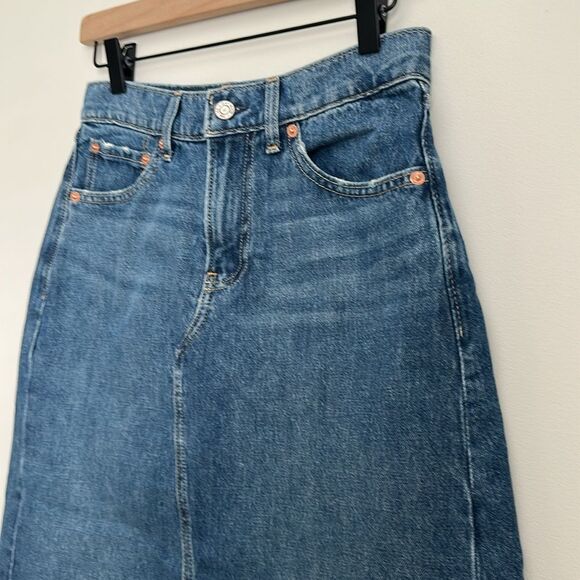 Gap Denim Maxi Skirt Front Slit In Medium Indigo Womens 5 Pockets Size 26/2P - Picture 4 of 11